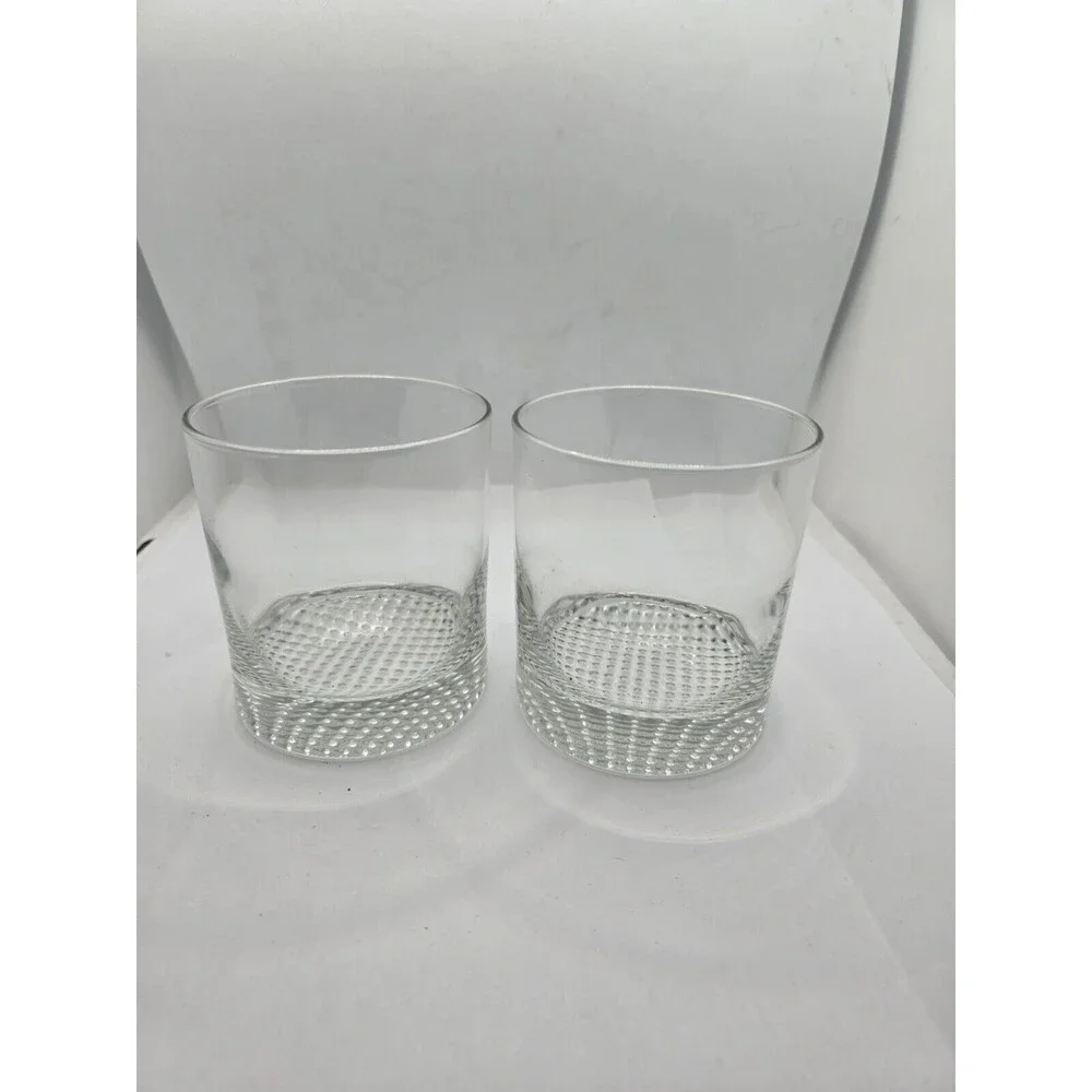 Vintage Rocks Glasses Thick Dimpled Bottom 2.75” Set Of 2